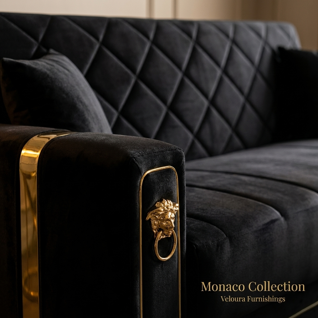 Monaco Collection — close-up of black velvet and gold ring detail