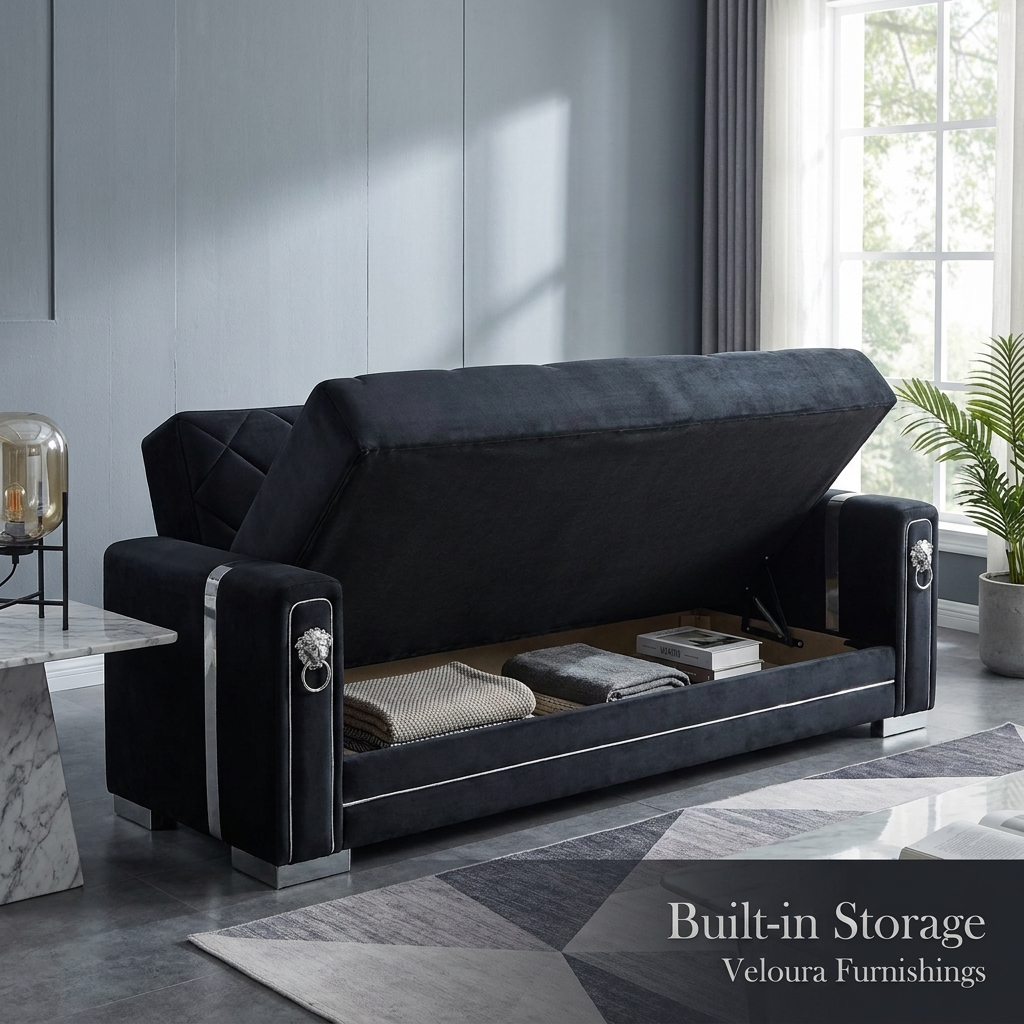 Berlin Collection — built-in storage compartment open