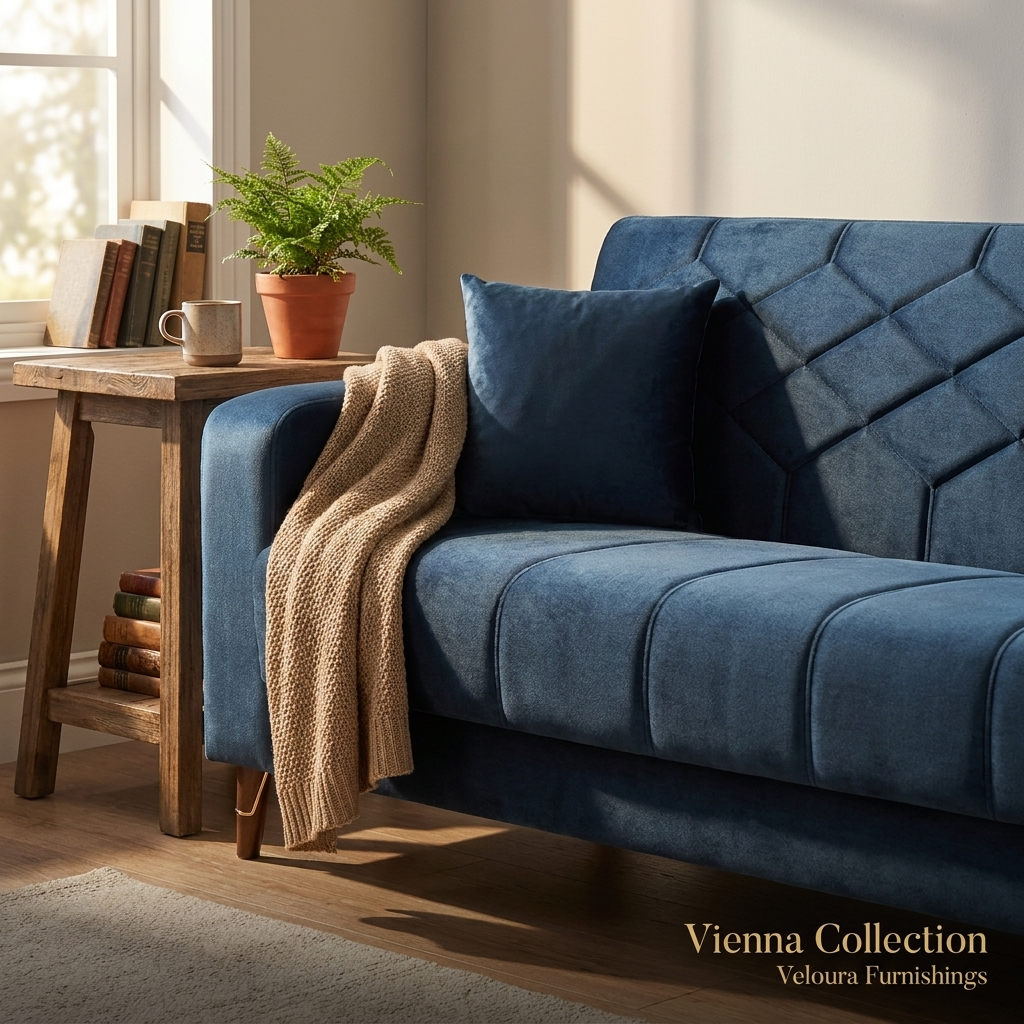 Vienna Collection — close-up of diamond stitching and gold trim