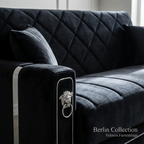 Berlin Collection — close-up of diamond quilting and silver trim